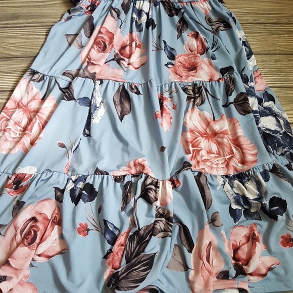 Gorgeous Blue Floral Dress S M L - Picture 3 of 4